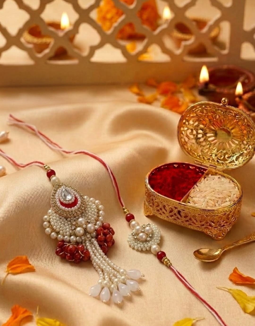 Beads work Set of bhaiya bhabhi rakhi
