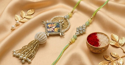 Set of 2 beads Peacock Bhaiya Bhabhi Rakhi