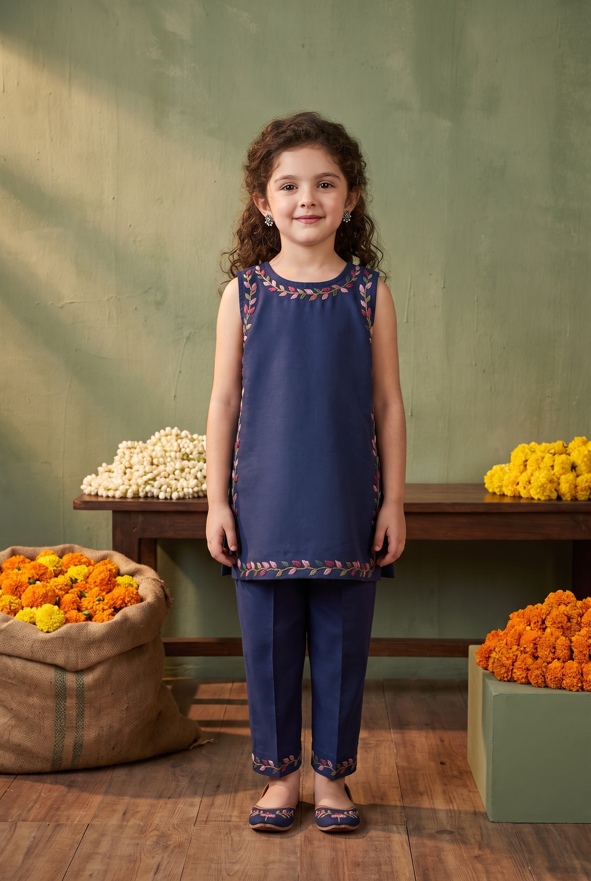 Kids kurta pant hand embroidery
