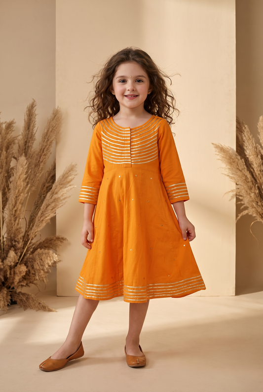 Kids Mustard Anarkali dress