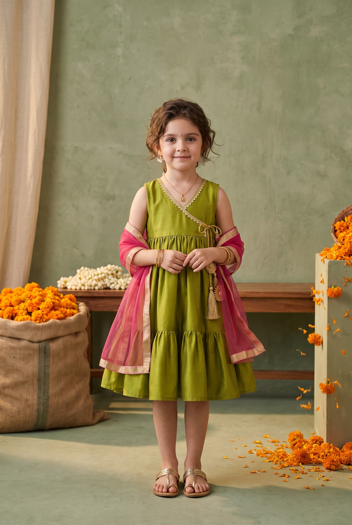 Kids long dress with dupatta