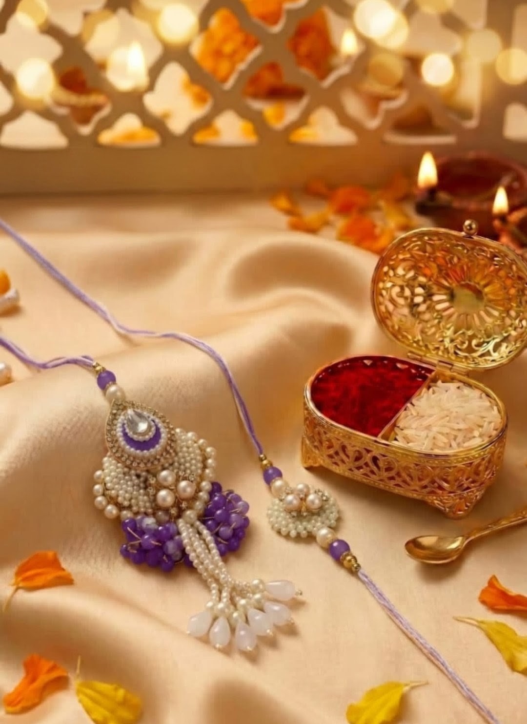 Beads work Set of bhaiya bhabhi rakhi