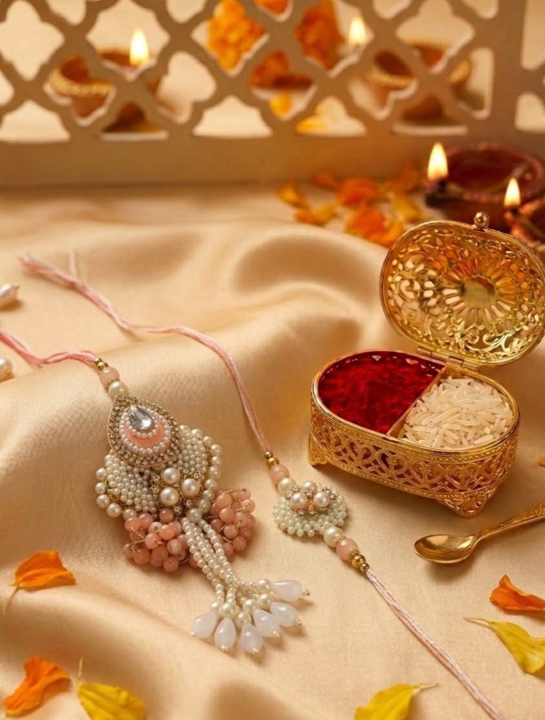 Beads work Set of bhaiya bhabhi rakhi